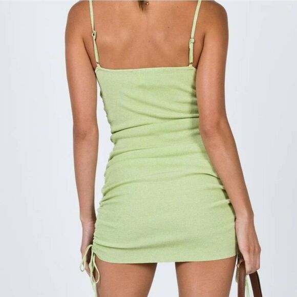 Princess Polly‎ bridie mini dress light green ruched tie sides bodycon fairy - Picture 2 of 11
